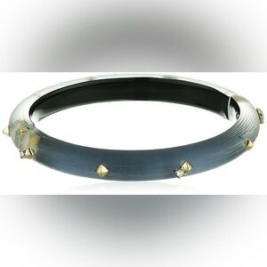 NWT | Rocky Gold Studded Lucite Hinge Bracelet in Black Beetle